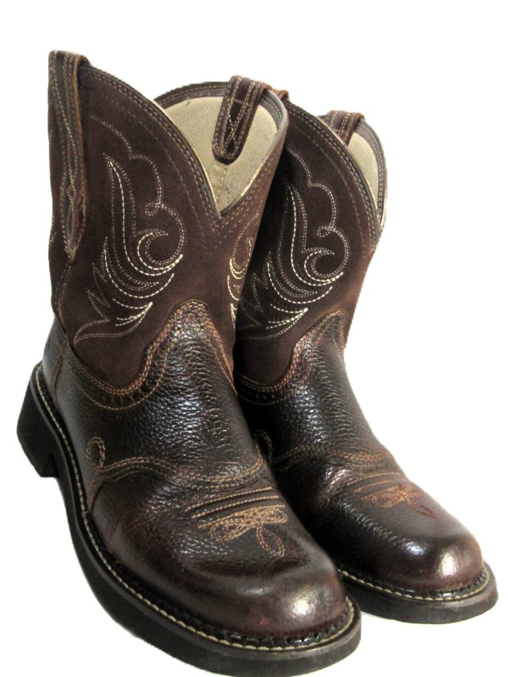ARIAT WOMEN'S LEATHER BABY PHAT WESTERN BOOTS SIZE 8.5B RUSSET BROWN - Picture 2 of 12